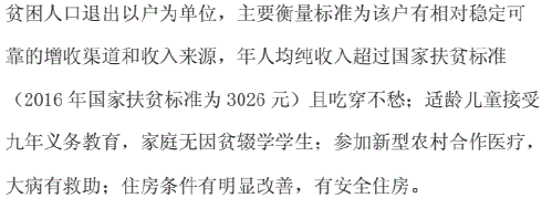 贫困户识别和退出标准是按照什么计算？